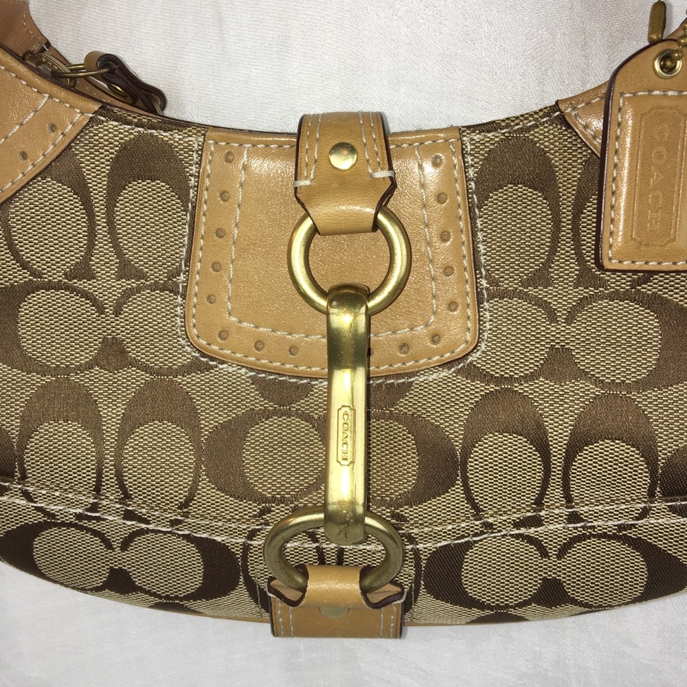 Coach Small Jacquard Signature Bag W/Gold Hardware - Picture 3 of 8